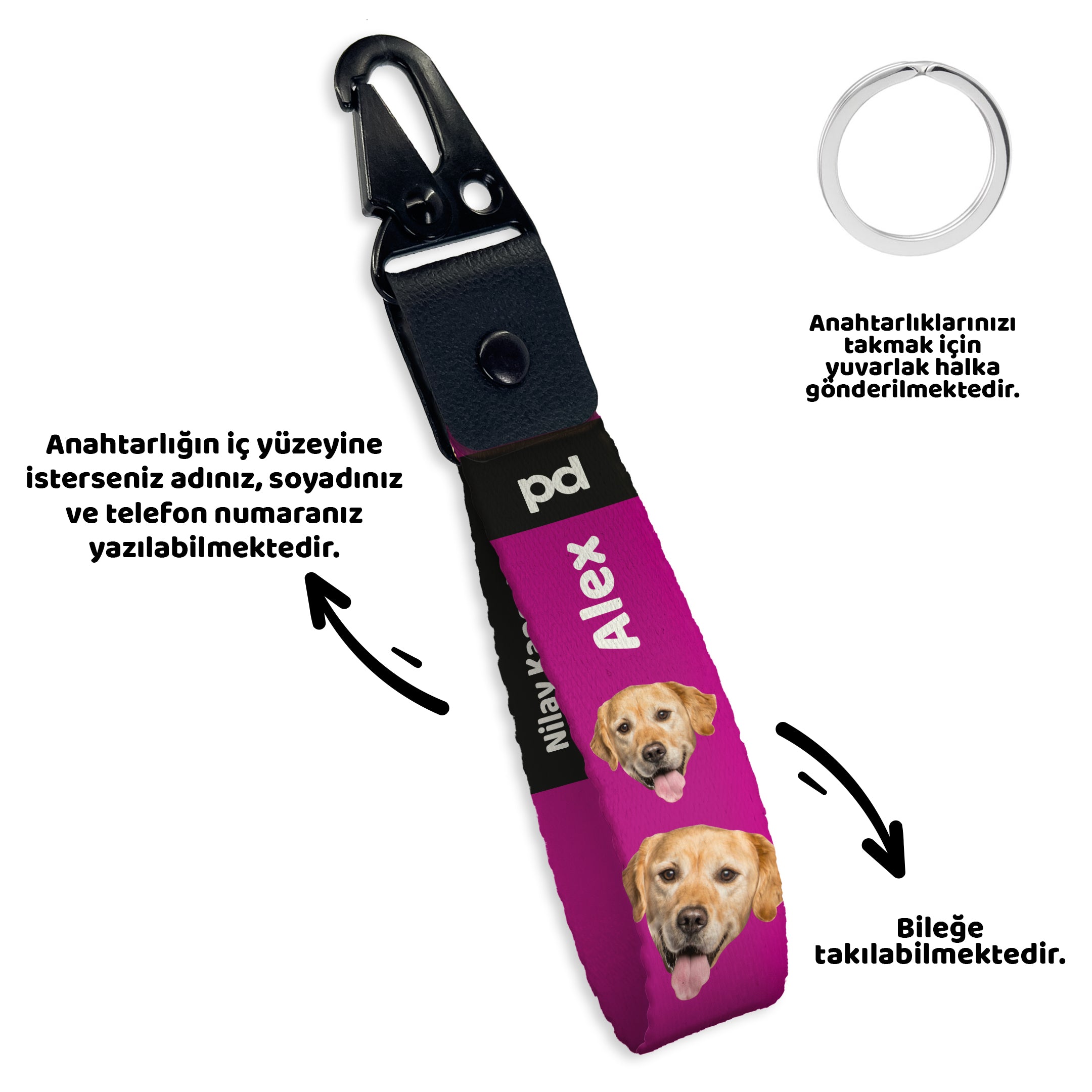 Vesikalık Fuşya | Anahtarlık - Evcil hayvanlar için mükemmel bir ürün.