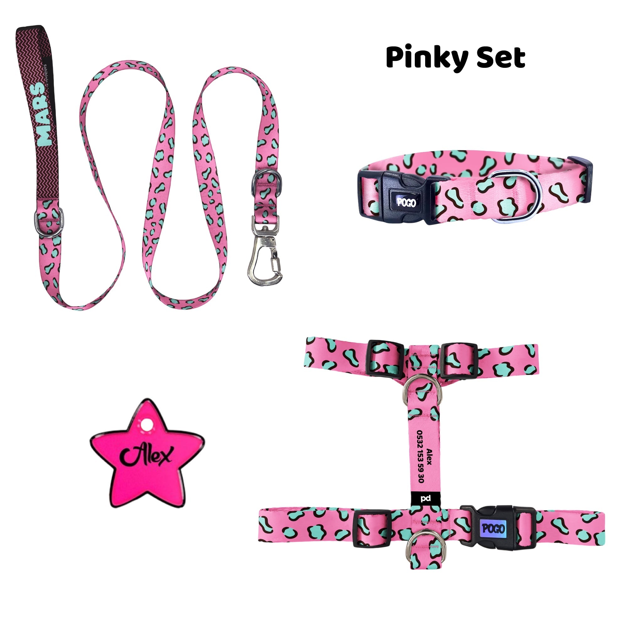 Pinky | Tasma ve Künye Seti - Evcil hayvanlar için mükemmel bir ürün.