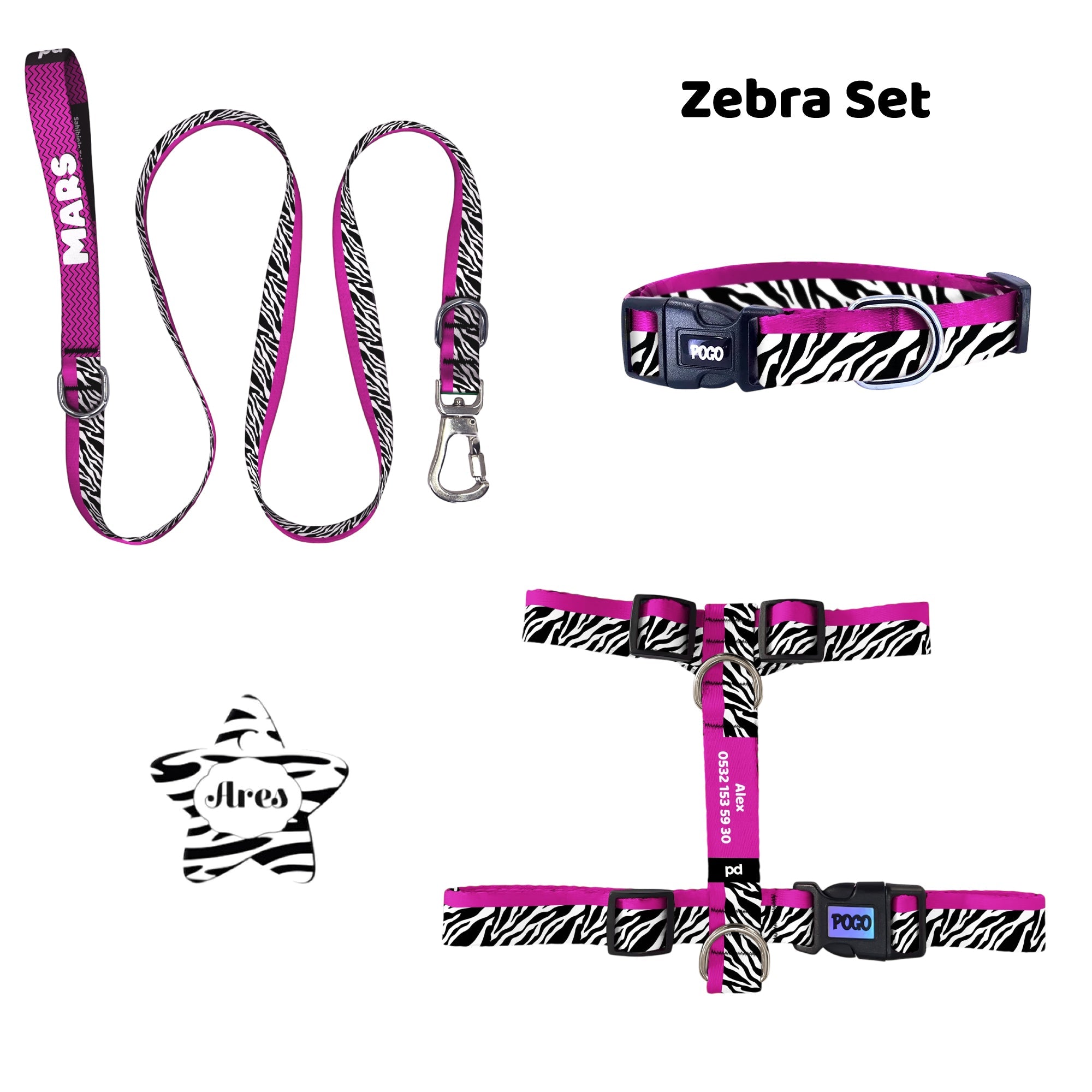 Zebra | Tasma ve Künye Seti - Evcil hayvanlar için mükemmel bir ürün.