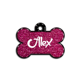 Fuşya Glitter Kemik | İsimlik - Evcil hayvanlar için mükemmel bir ürün.