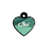 Su Yeşili Metalik Kalp | İsimlik - Evcil hayvanlar için mükemmel bir ürün.
