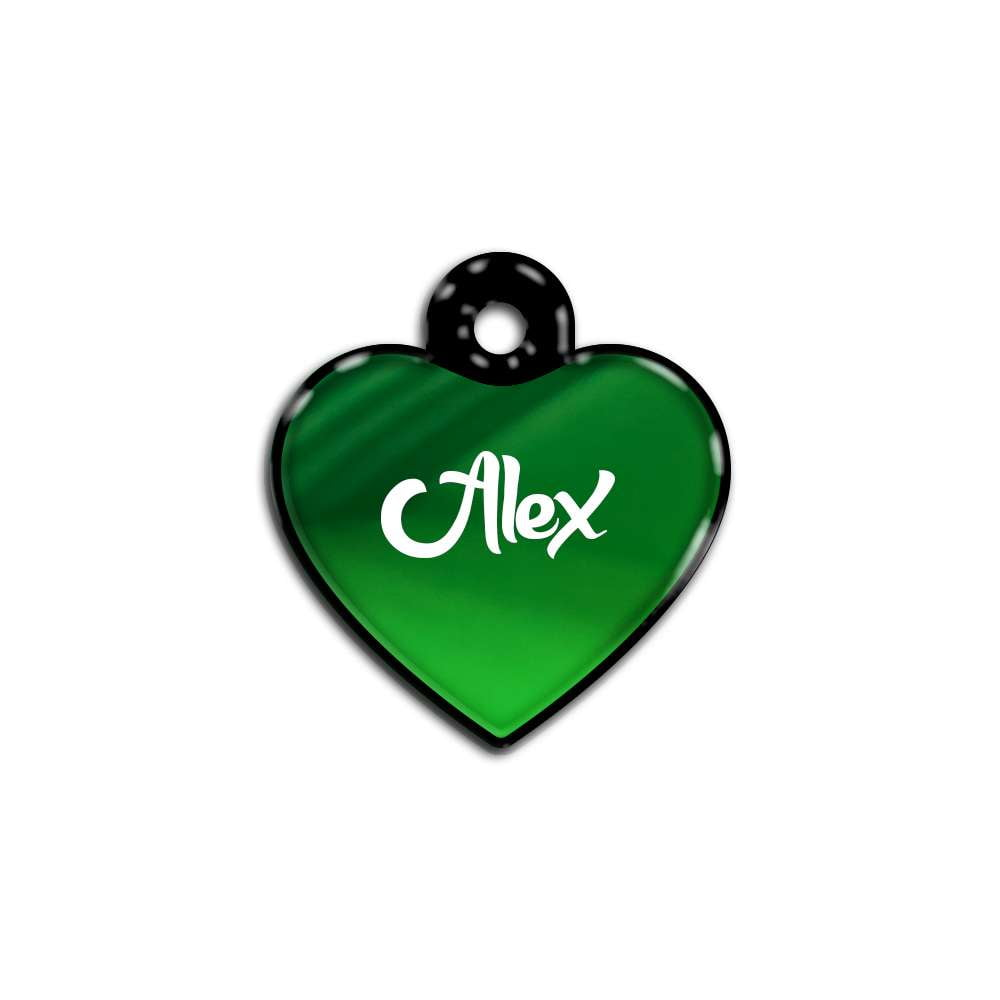 Yeşil Metalik Kalp | İsimlik - Evcil hayvanlar için mükemmel bir ürün.