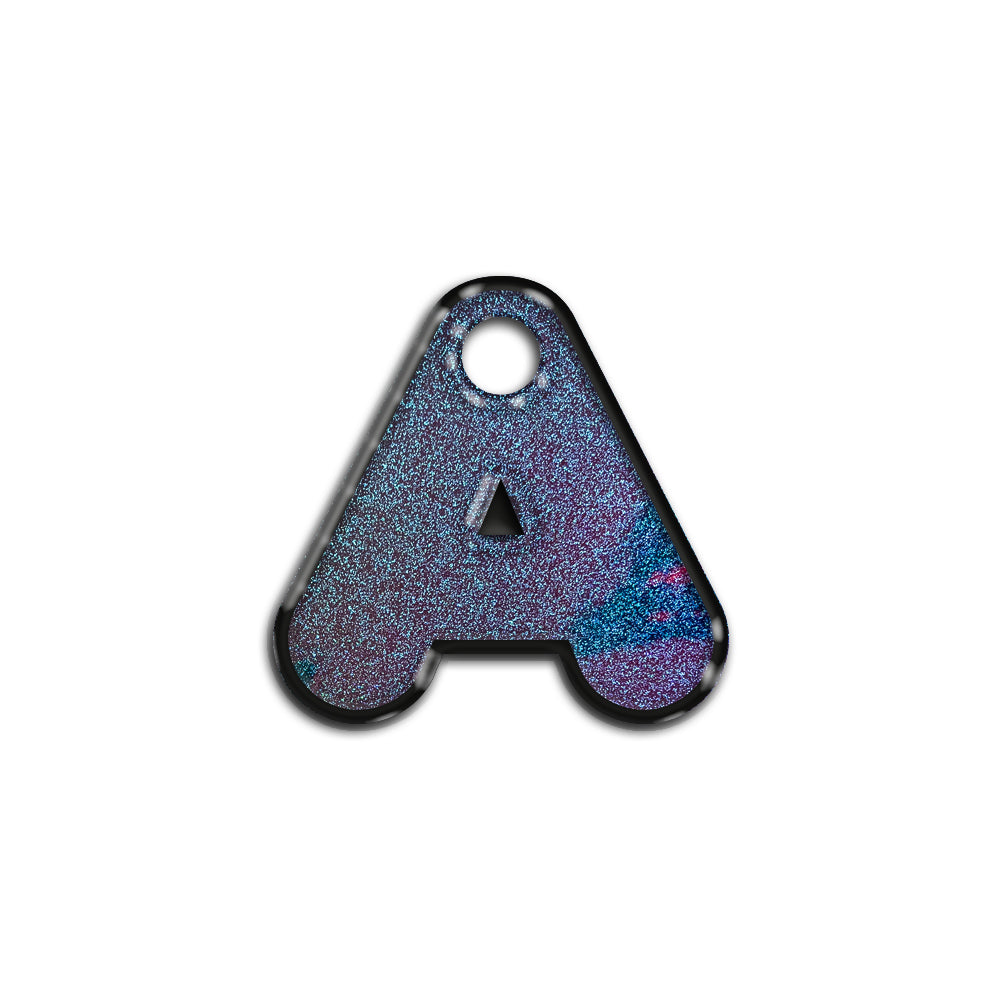A Harfi Rounded Opal Mavi Glitter | İsimlik