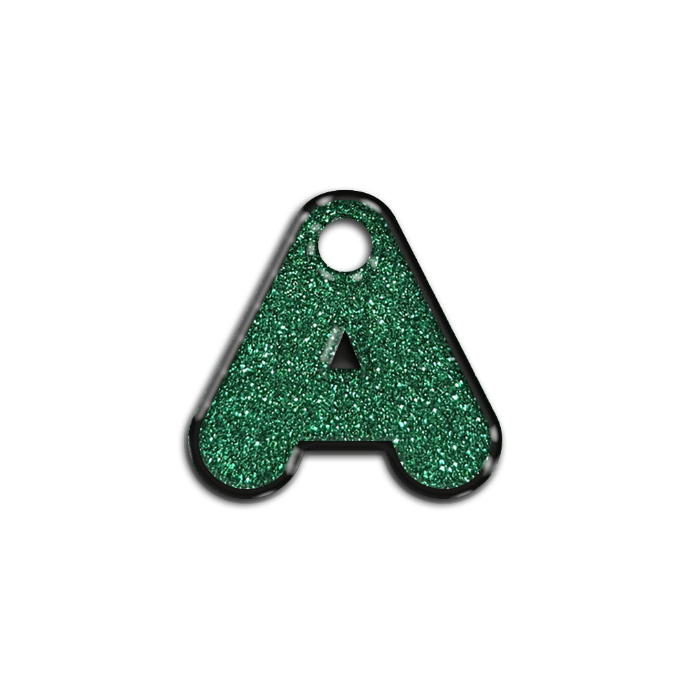 A Harfi Rounded Yeşil Glitter | İsimlik