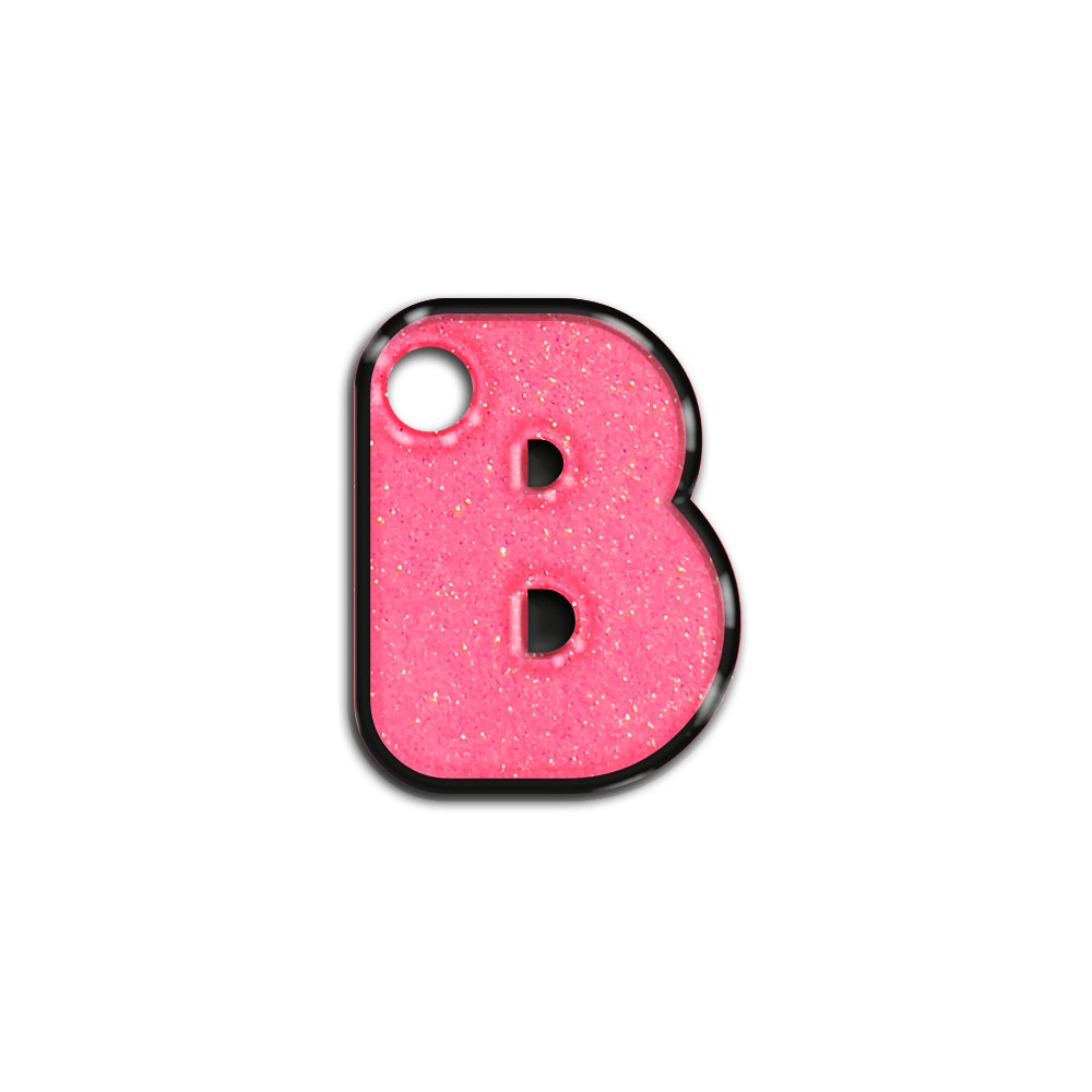 B Harfi Rounded Şeker Pembe Glitter | İsimlik