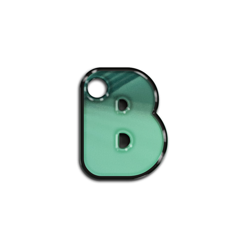 B Harfi Rounded Su Yeşil Metalik | İsimlik