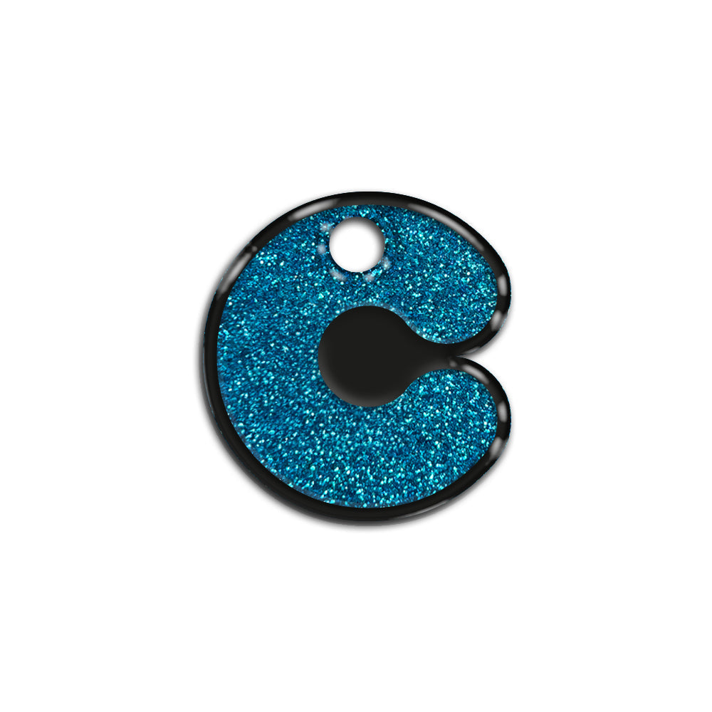 C Harfi Rounded Mavi Glitter | İsimlik
