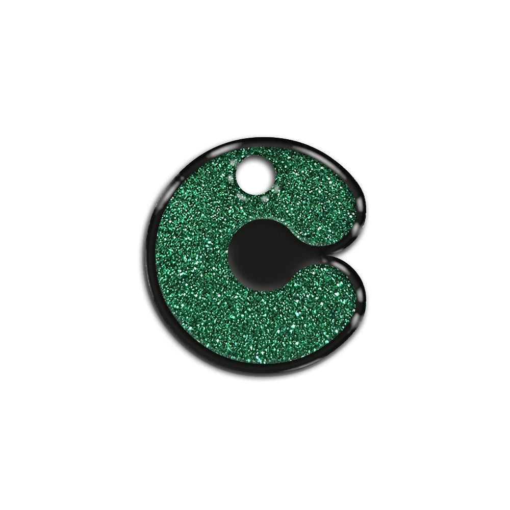 C Harfi Rounded Yeşil Glitter | İsimlik