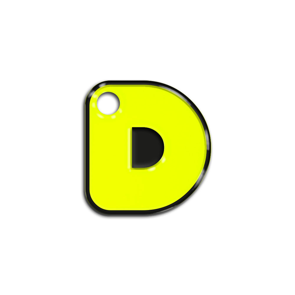 D Harfi Rounded Sarı Neon | İsimlik