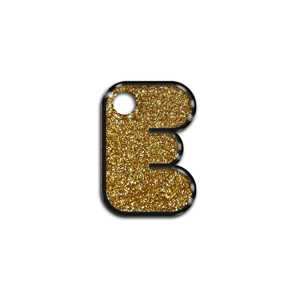 E Harfi Rounded Altın Glitter | İsimlik