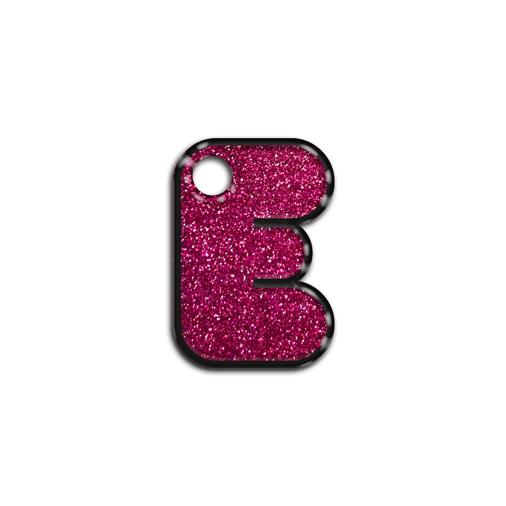 E Harfi Rounded Fuşya Glitter | İsimlik