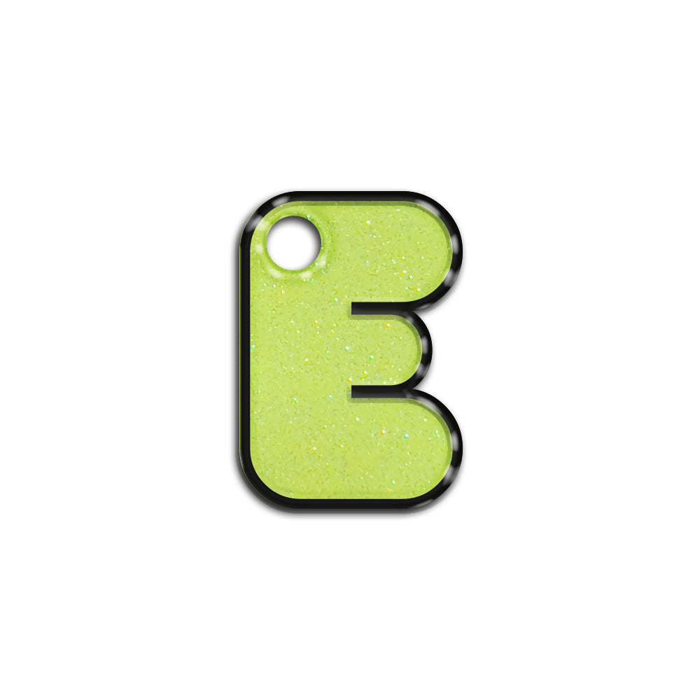 E Harfi Rounded Sarı Glitter | İsimlik