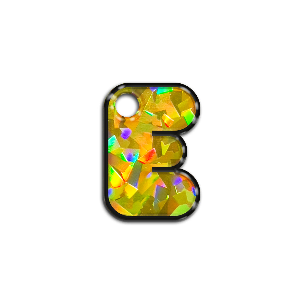 E Harfi Rounded Sarı Holo | İsimlik