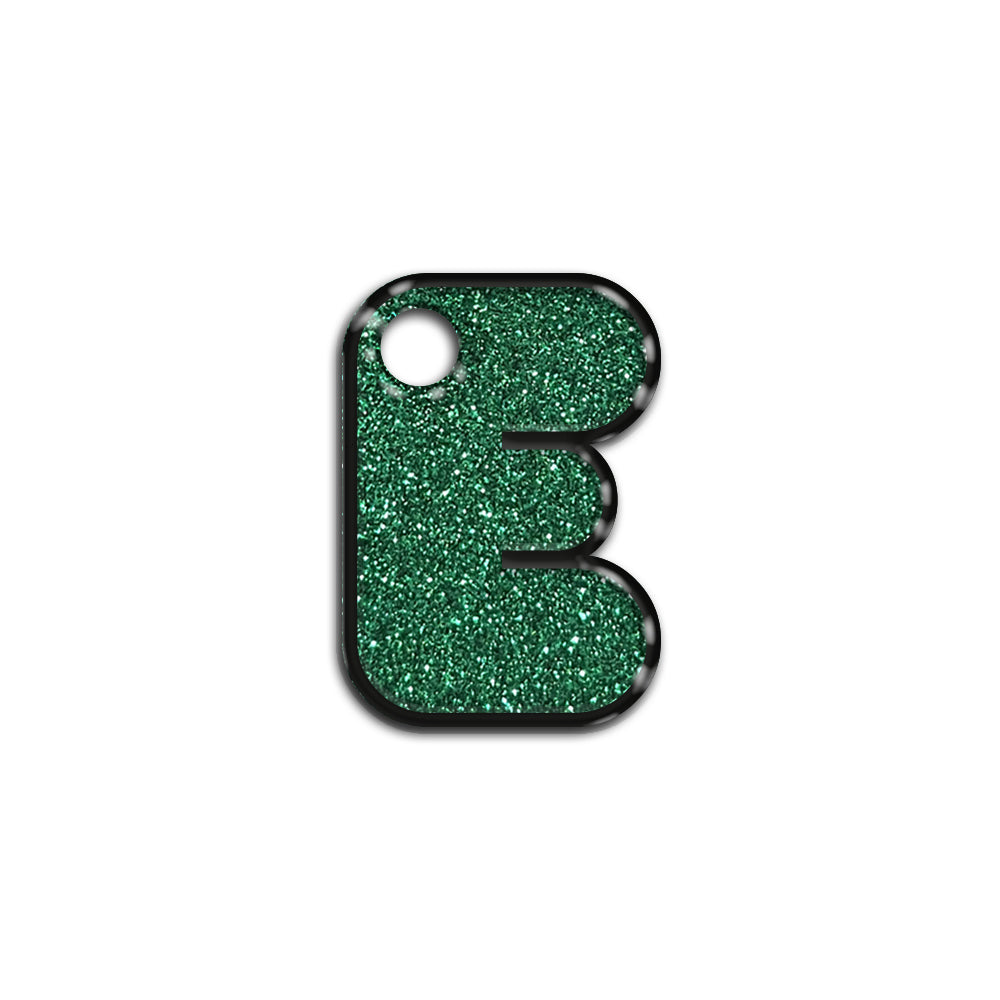 E Harfi Rounded Yeşil Glitter | İsimlik