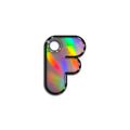 F Harfi Rounded Holographic | İsimlik