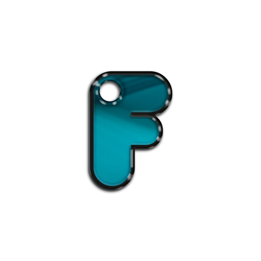 F Harfi Rounded Mavi Metalik | İsimlik