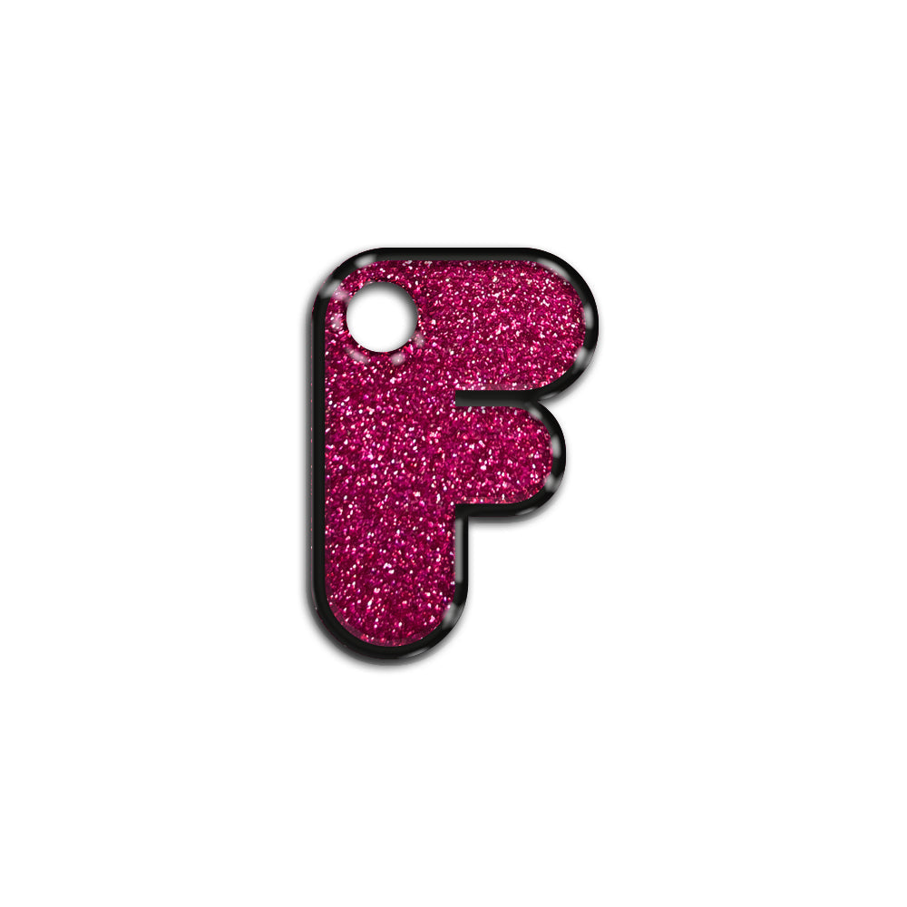 F Harfi Rounded Fuşya Glitter | İsimlik