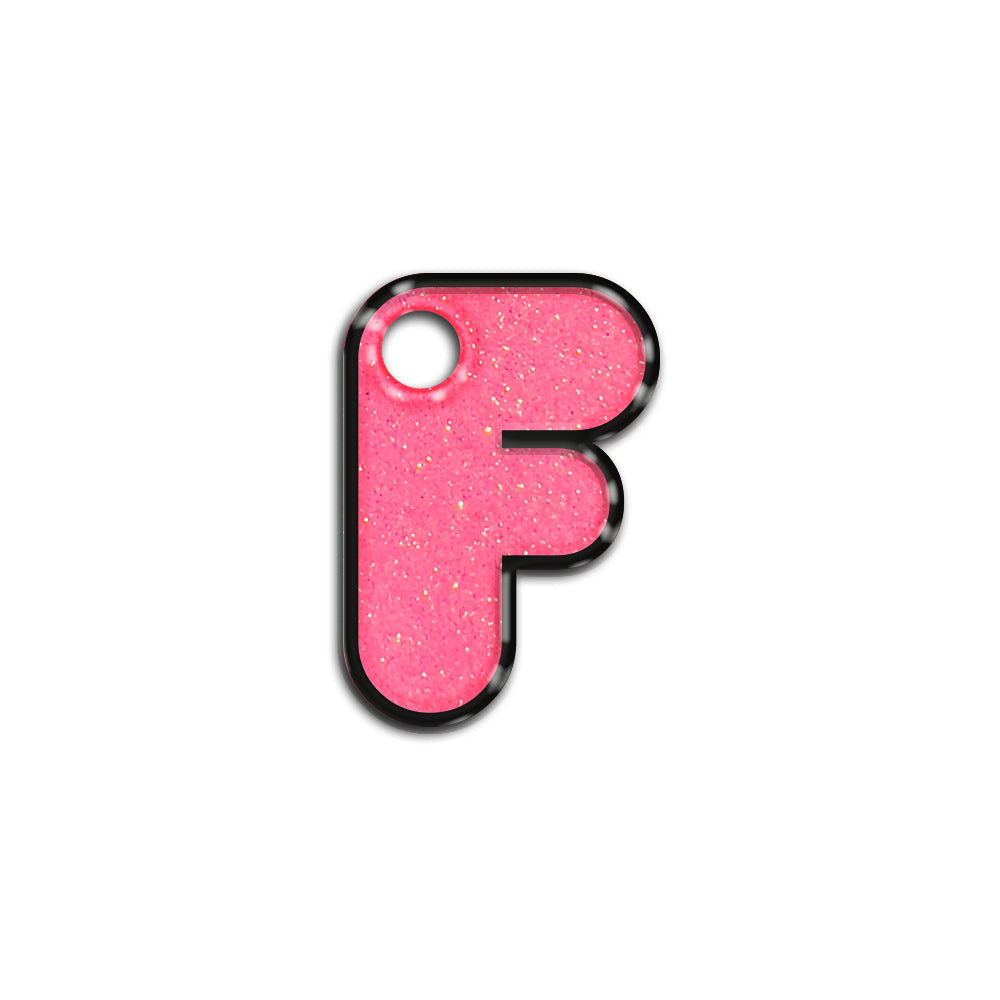 F Harfi Rounded Şeker Pembe Glitter | İsimlik