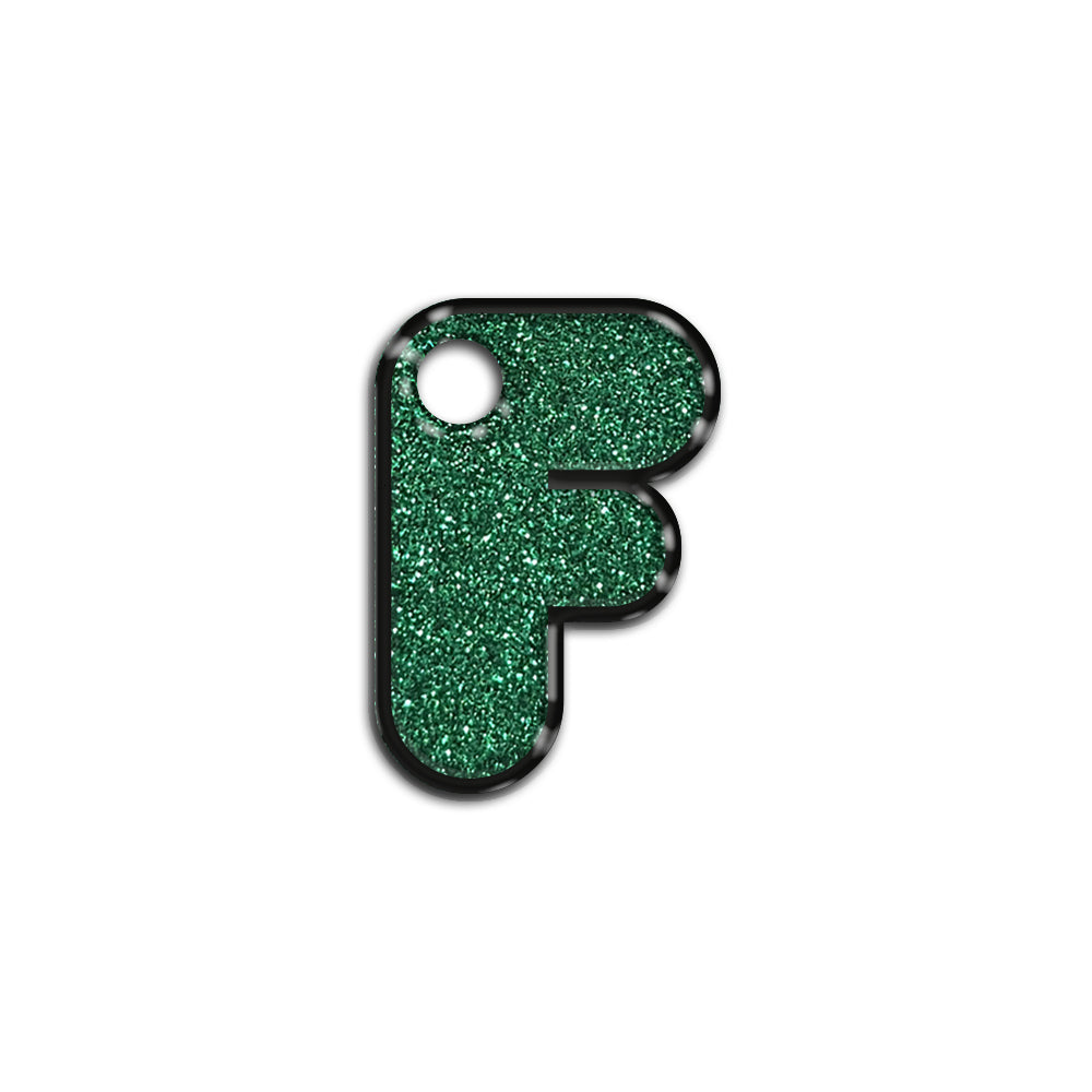 F Harfi Rounded Yeşil Glitter | İsimlik