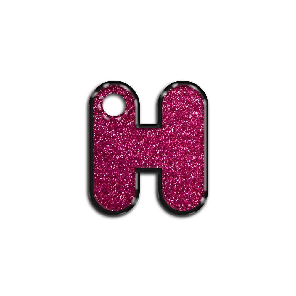 H Harfi Rounded Fuşya Glitter | İsimlik