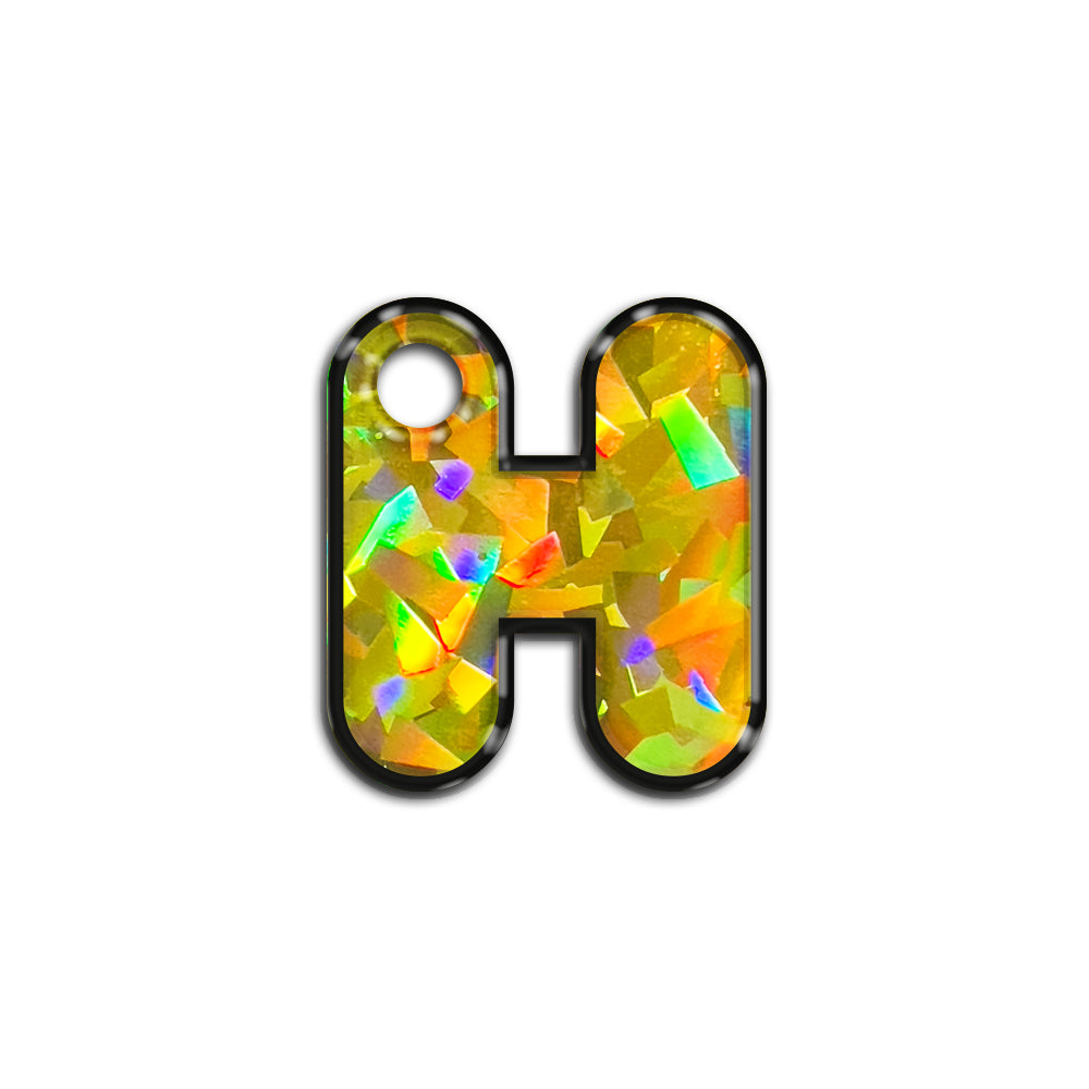 H Harfi Rounded Sarı Holo | İsimlik