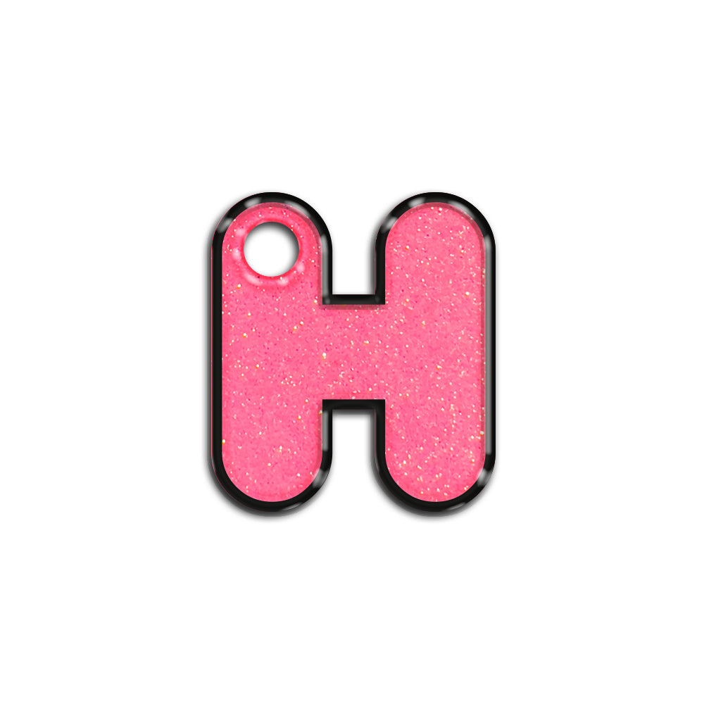H Harfi Rounded Şeker Pembe Glitter | İsimlik