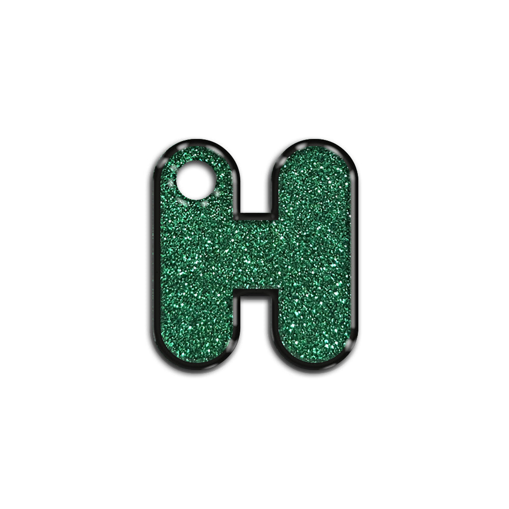 H Harfi Rounded Yeşil Glitter | İsimlik