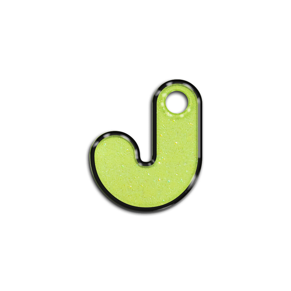 J Harfi Rounded Sarı Glitter | İsimlik