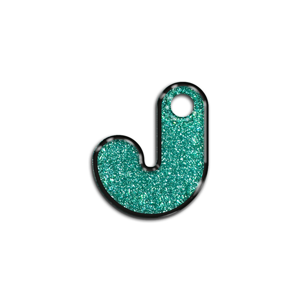 J Harfi Rounded Su Yeşil Glitter | İsimlik