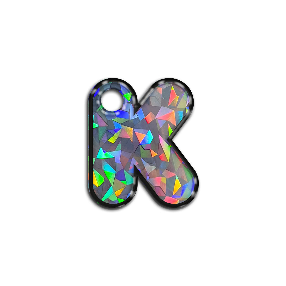 K Harfi Rounded Gri Holo | İsimlik