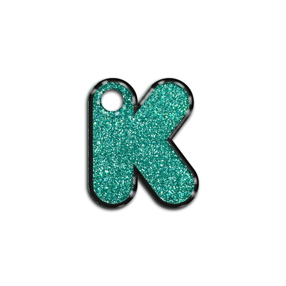 K Harfi Rounded Su Yeşil Glitter | İsimlik