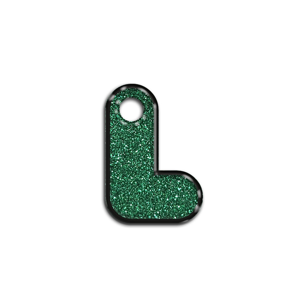 L Harfi Rounded Yeşil Glitter | İsimlik