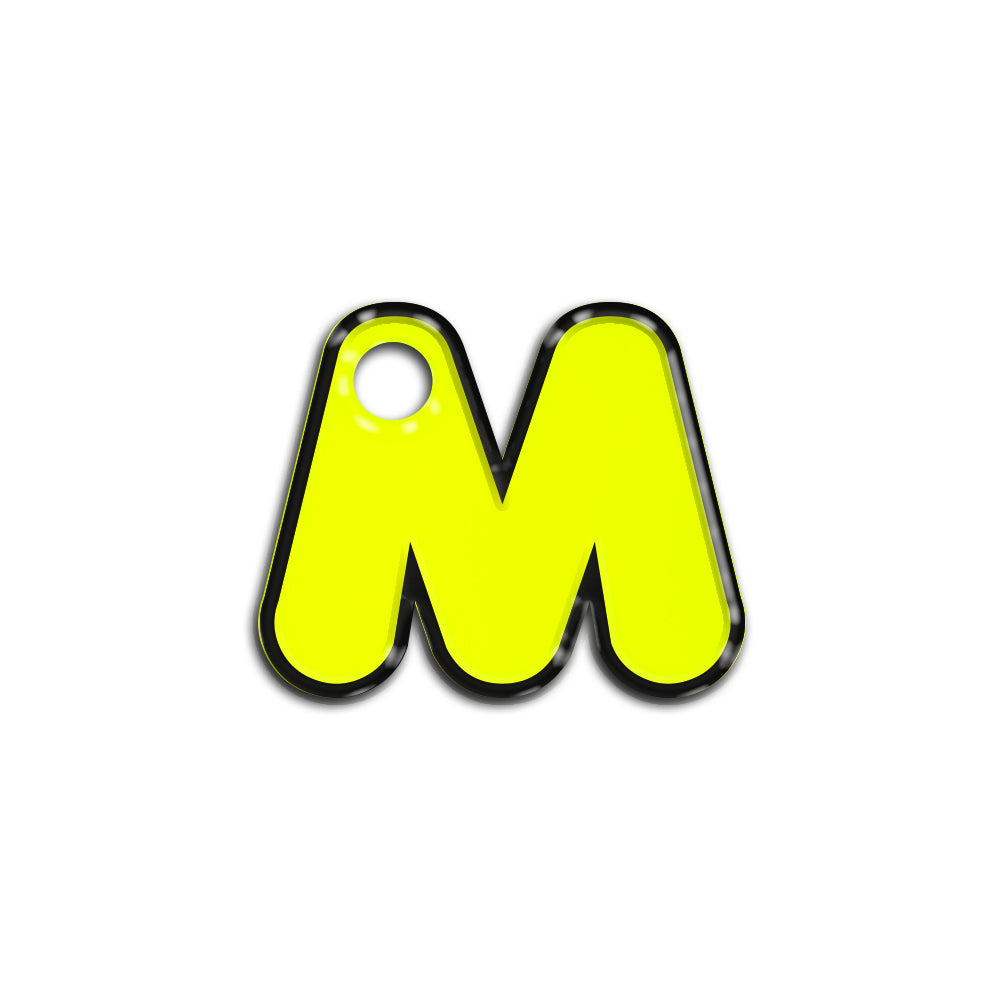 M Harfi Rounded Sarı Neon | İsimlik