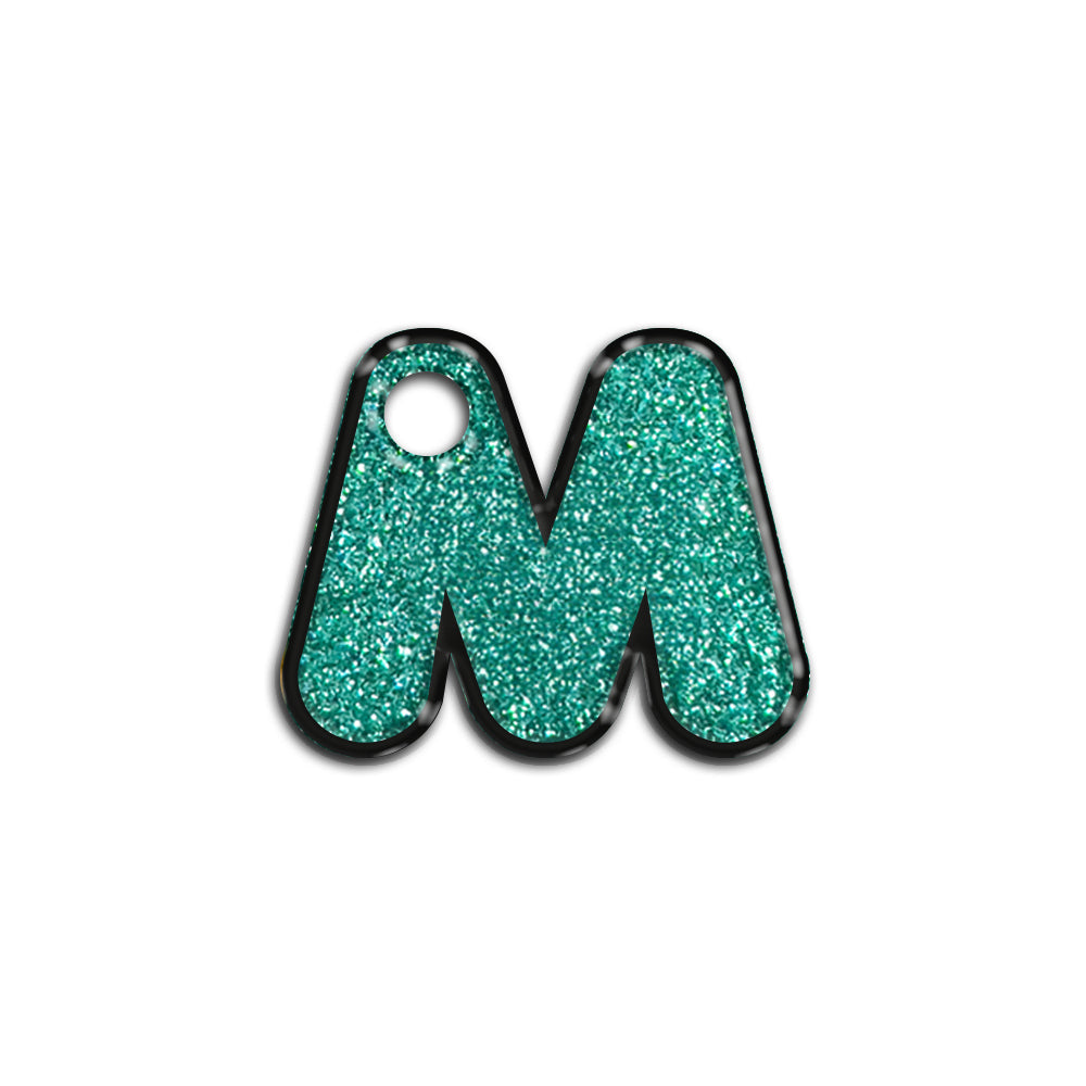 M Harfi Rounded Su Yeşil Glitter | İsimlik