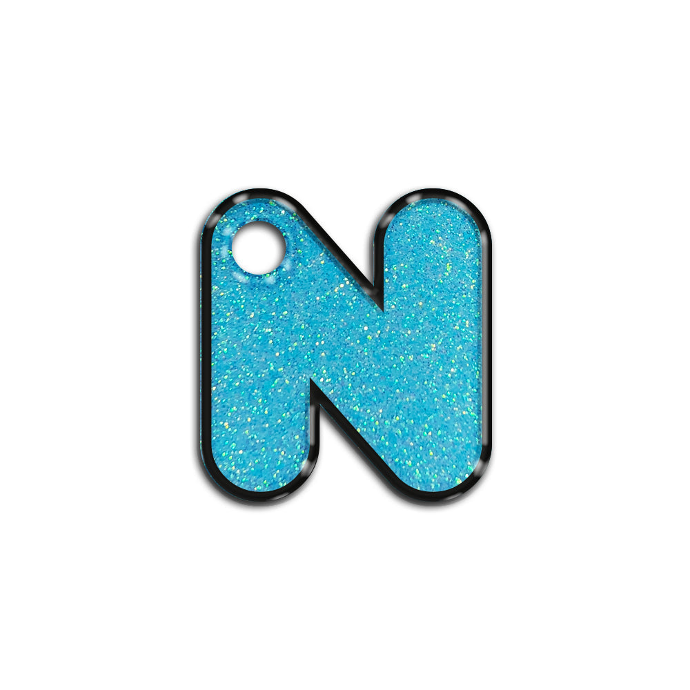 N Harfi Rounded Açık Mavi Glitter | İsimlik