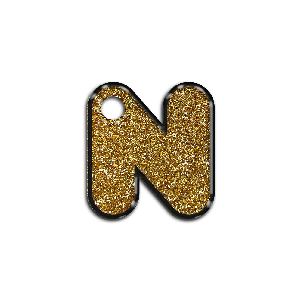 N Harfi Rounded Altın Glitter | İsimlik