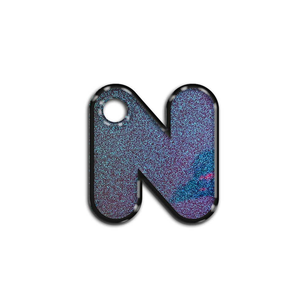 N Harfi Rounded Opal Mavi Glitter | İsimlik