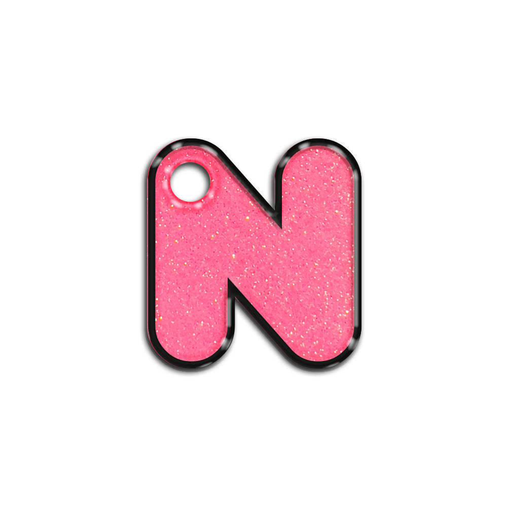 N Harfi Rounded Şeker Pembe Glitter | İsimlik