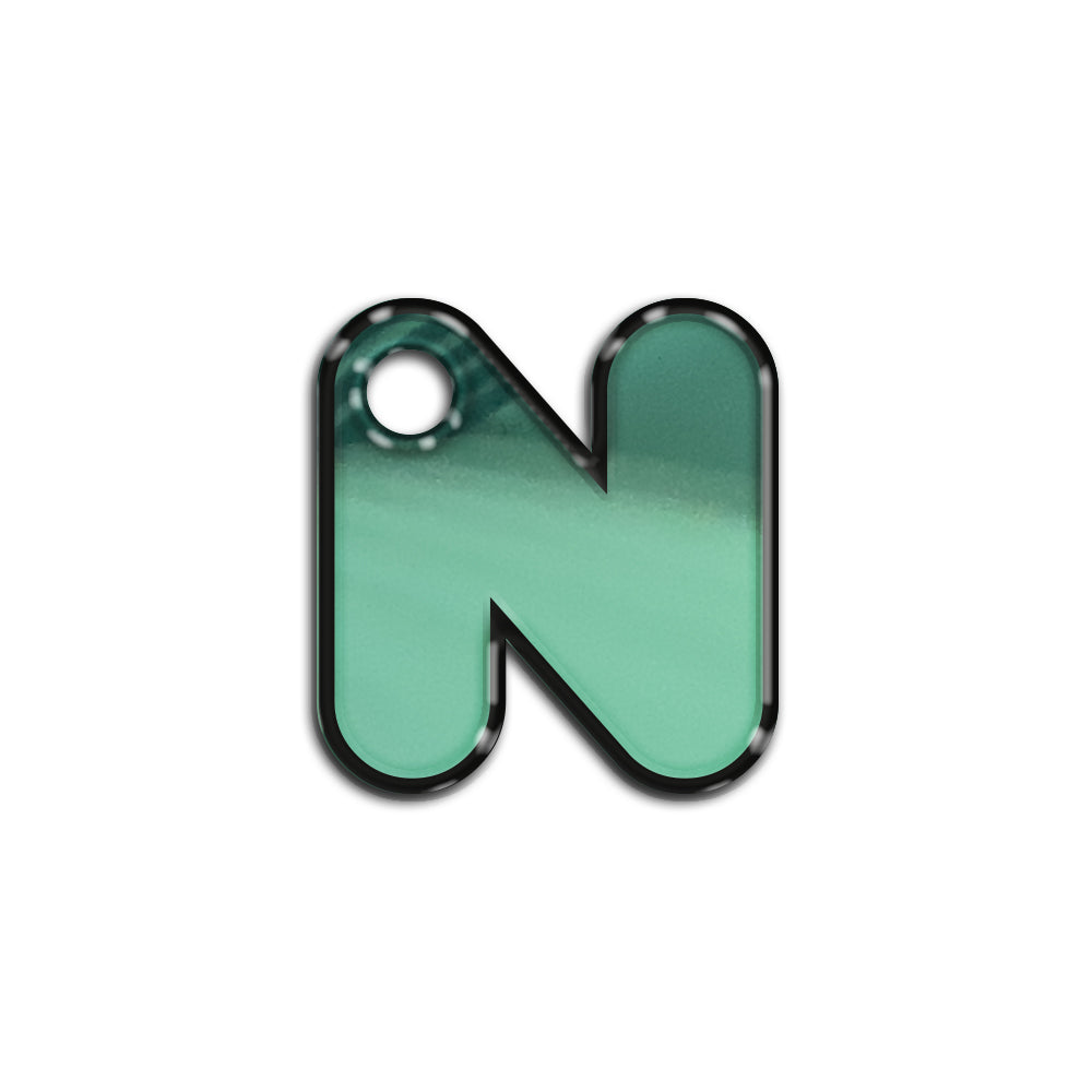 N Harfi Rounded Su Yeşil Metalik | İsimlik