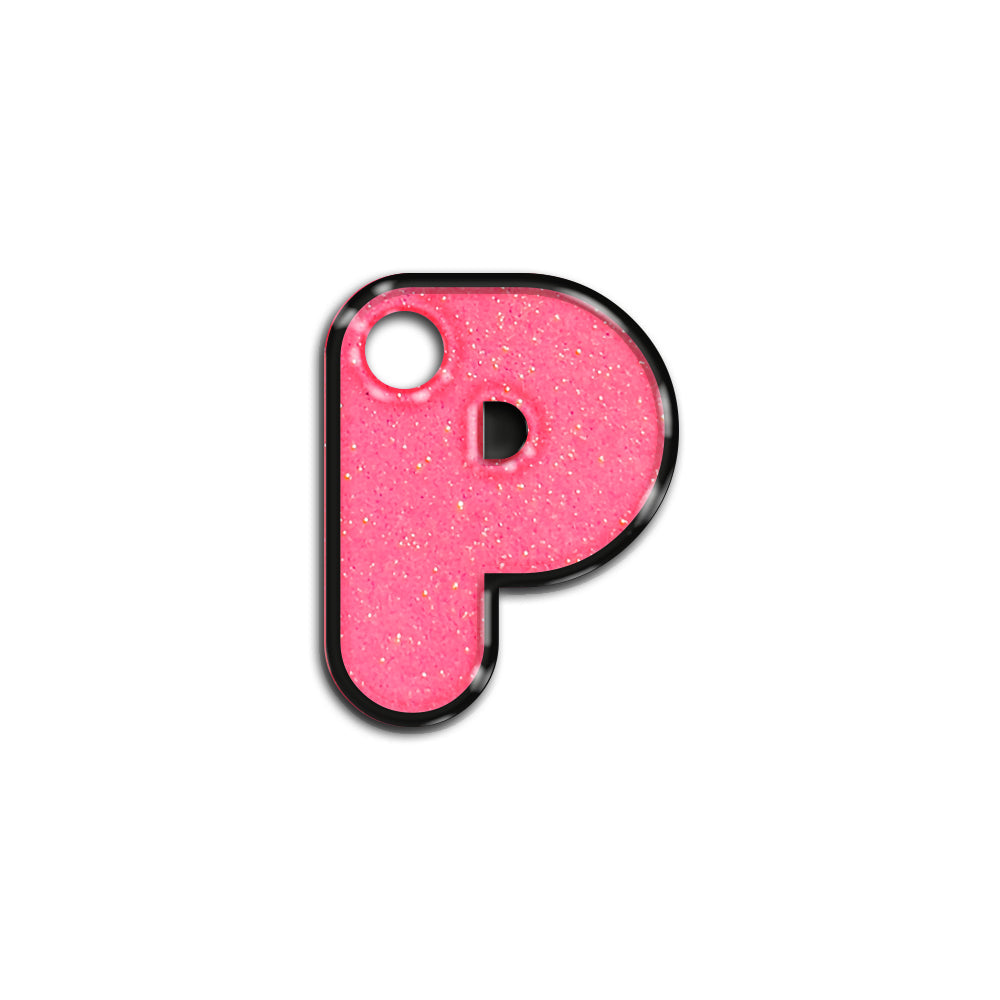 P Harfi Rounded Şeker Pembe Glitter | İsimlik