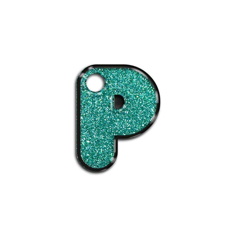 P Harfi Rounded Su Yeşil Glitter | İsimlik