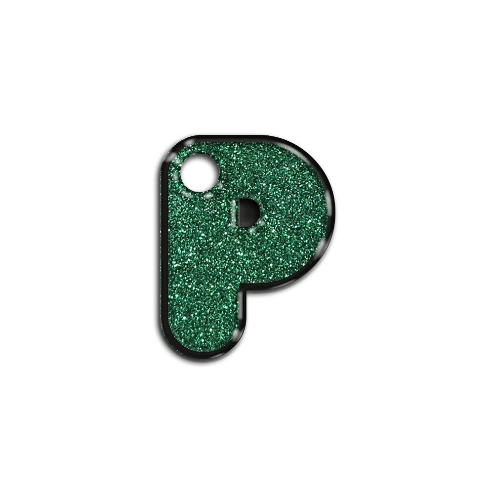 P Harfi Rounded Yeşil Glitter | İsimlik