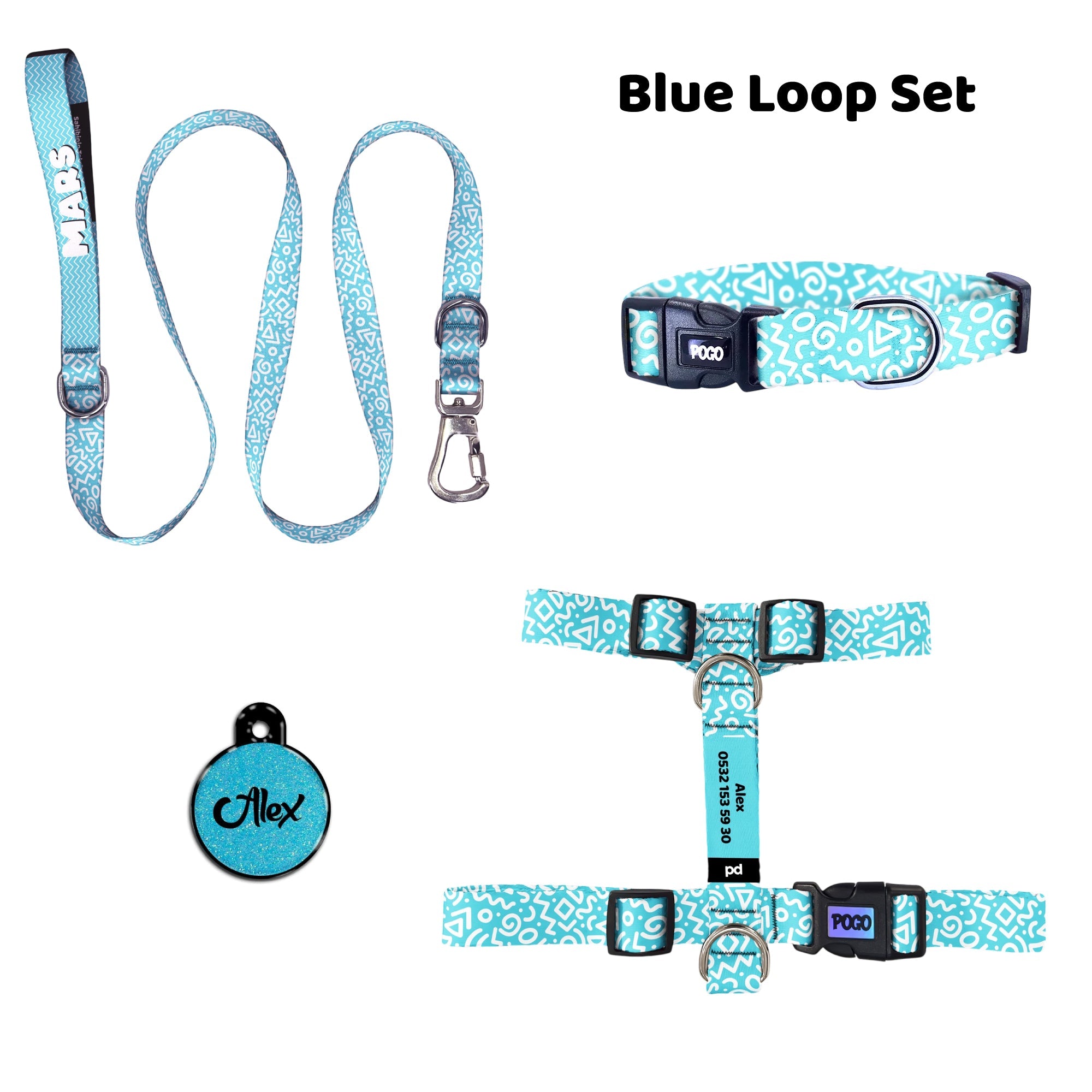 Blue Loop | Tasma ve Künye Seti - Evcil hayvanlar için mükemmel bir ürün.