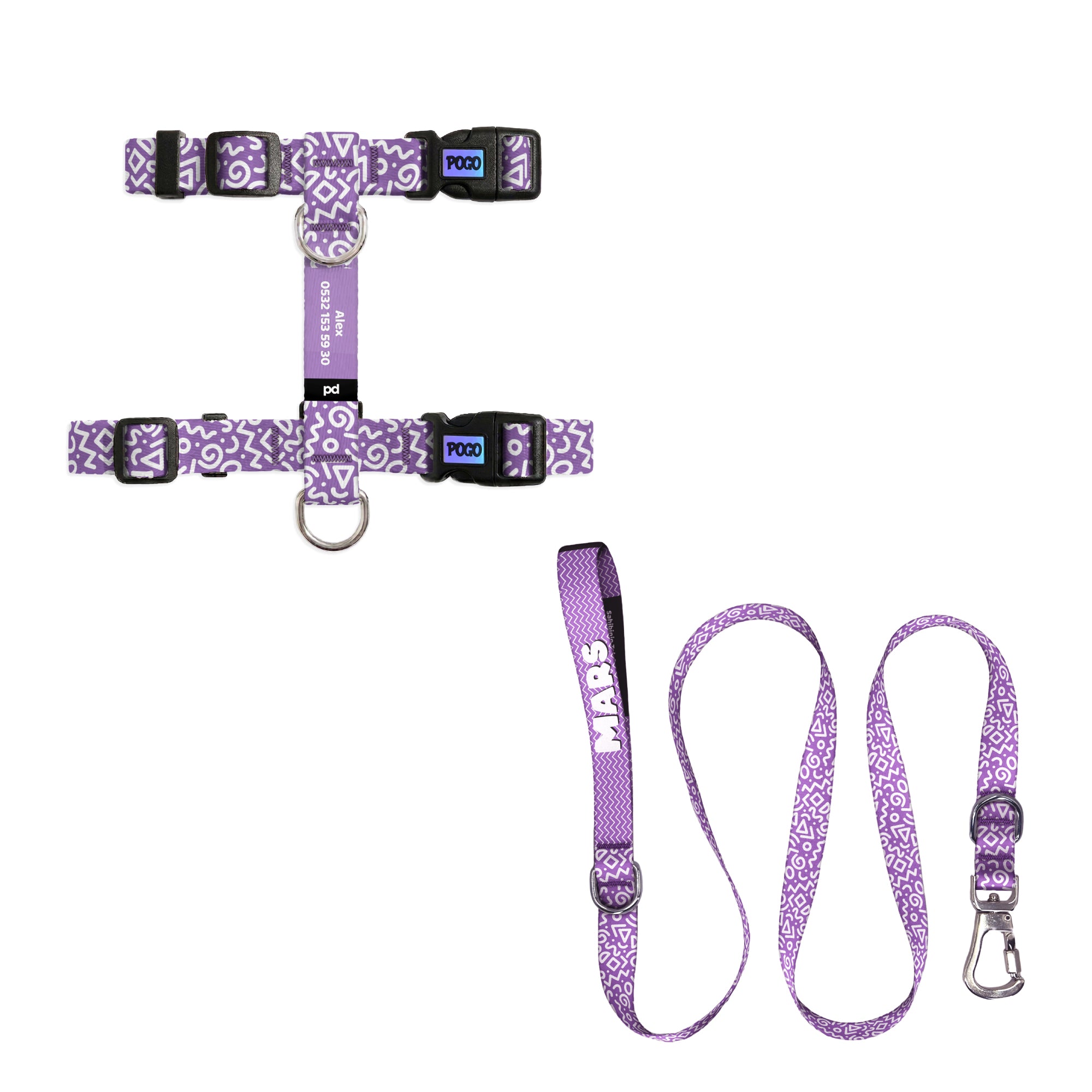 Purple Loop Kedi Gezdirme Seti - Göğüs Tasması ve İp