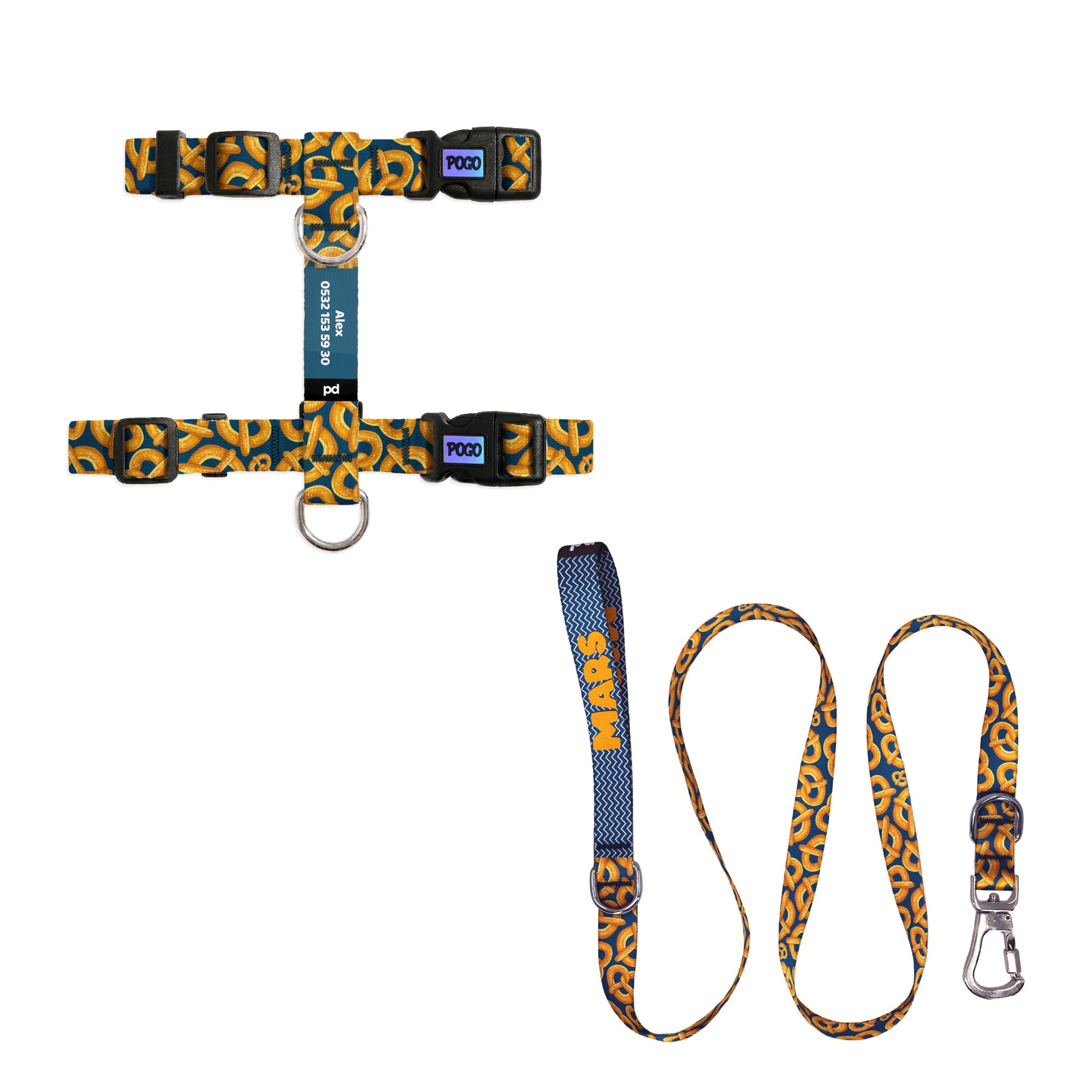 Pretzel Kedi Gezdirme Seti - Göğüs Tasması ve İp