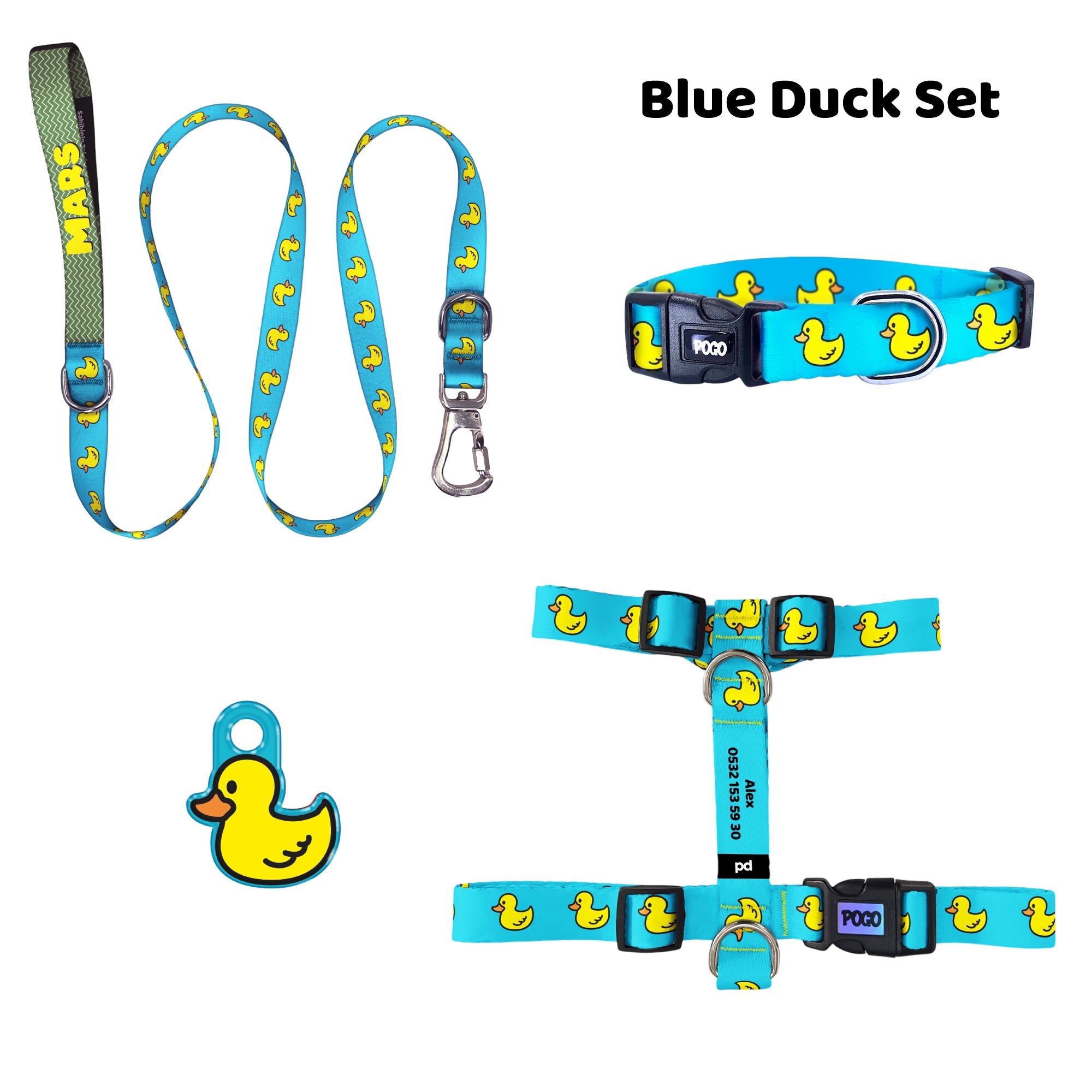 Blue Duck | Tasma ve Künye Seti - Evcil hayvanlar için mükemmel bir ürün.