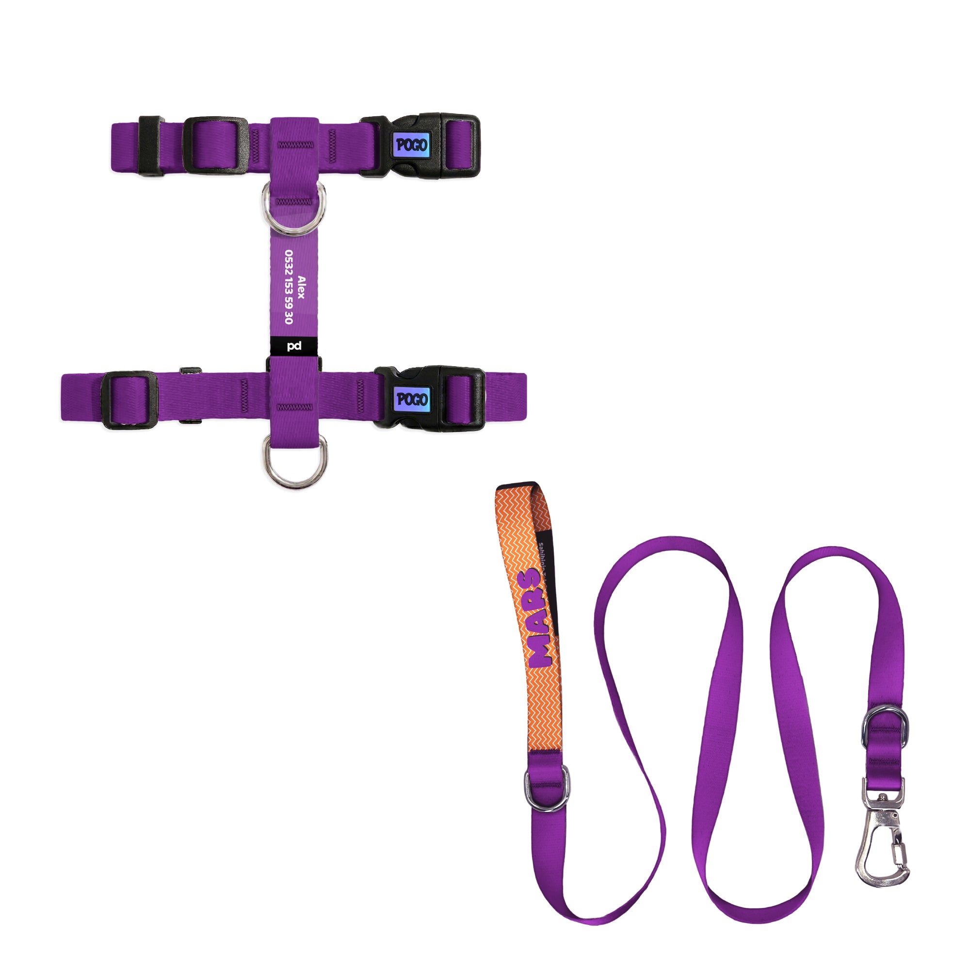 Purple Kedi Gezdirme Seti - Göğüs Tasması ve İp