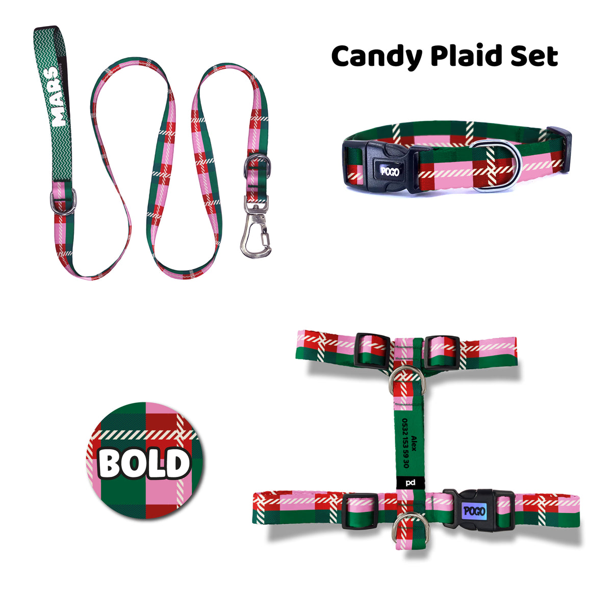 Candy Plaid | Tasma ve Künye Seti