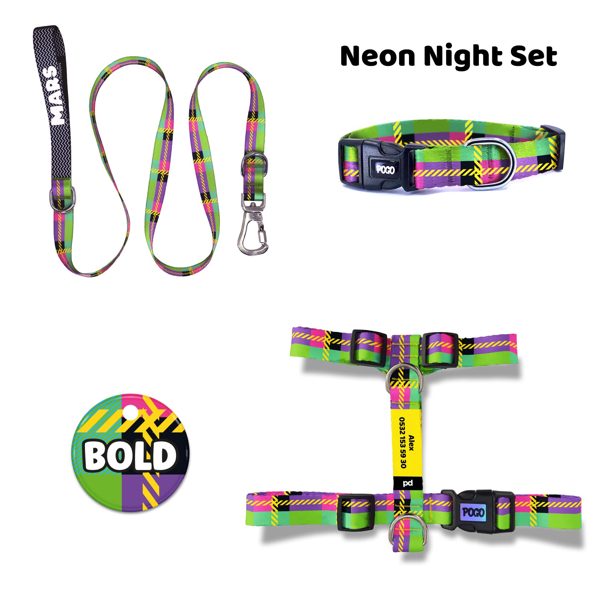 Neon Night | Tasma ve Künye Seti