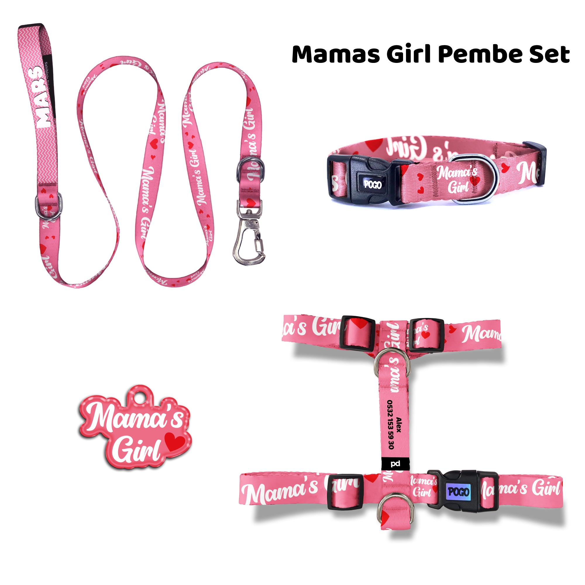 Mamas Girl Pembe | Tasma ve Künye Seti